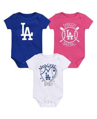Outerstuff - Baby Boys and Girls 3-Piece Blue Los Angeles Dodgers Slide Home Bodysuit Set