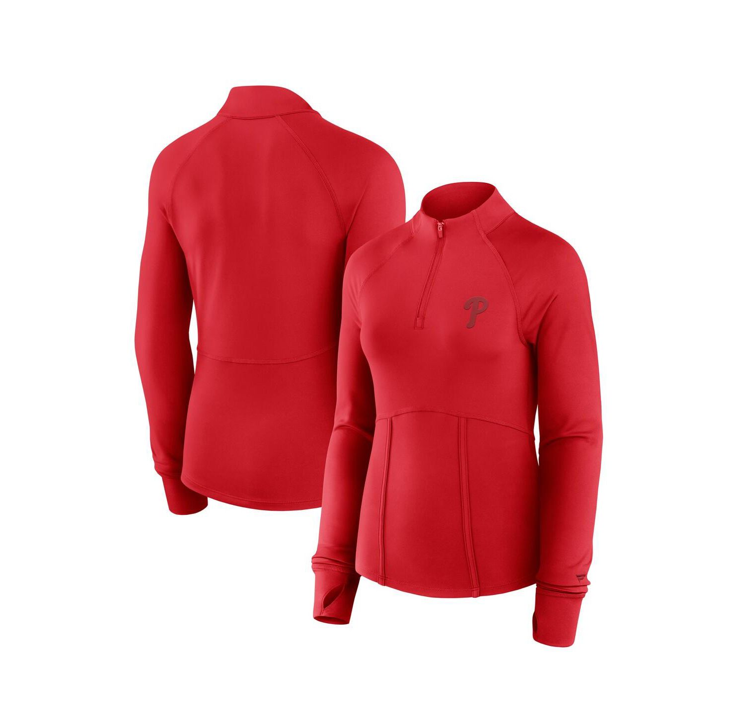 Women's Red Philadelphia Phillies Elements Raglan Tri-Blend Quarter-Zip Top