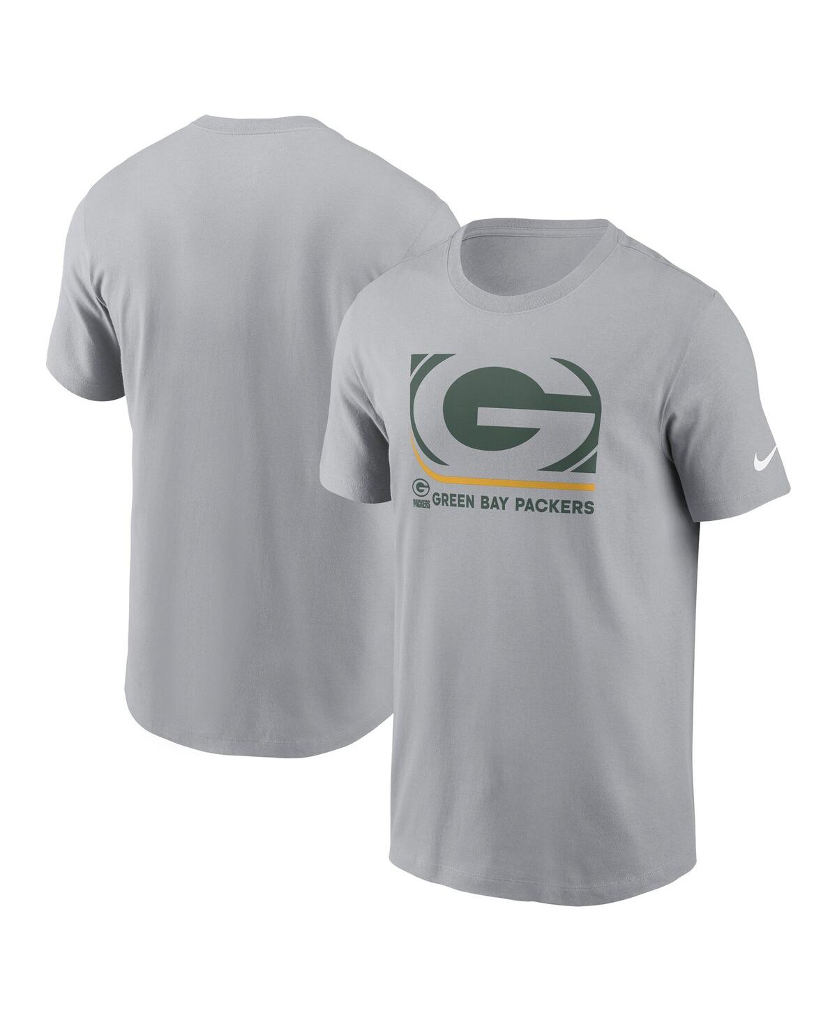 Nike Men's Gray Green Bay Packers Lockup Essential T-shirt In Gray