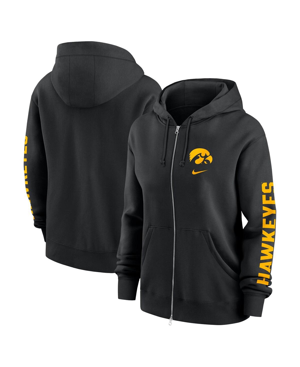 Nike Women's Black Iowa Hawkeyes Oversize Lockup Phoenix Full-zip Hoodie Jacket In Black