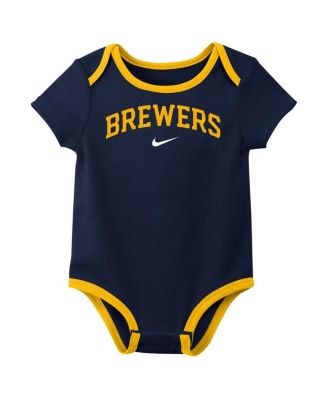 Baby Boys and Girls Milwaukee Brewers Authentic Collection 3-Pack Bodysuit Set