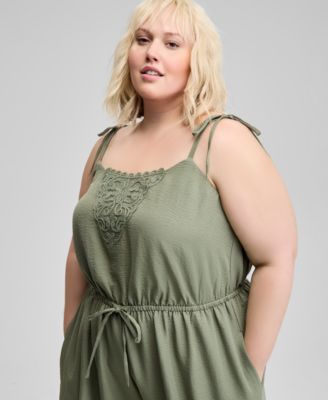 Trendy Plus Size Drawstring-Waist Jumpsuit, Exclusively at Macy's
