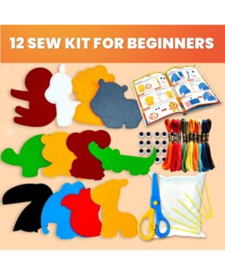 Kids Crafts Ages 4-8 DIY Beginner Needle and Thread Kit - 12 Sewing Kit Basic