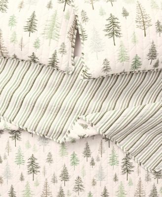 Rustic Lodge Trees Microfiber Quilt Set With Shams