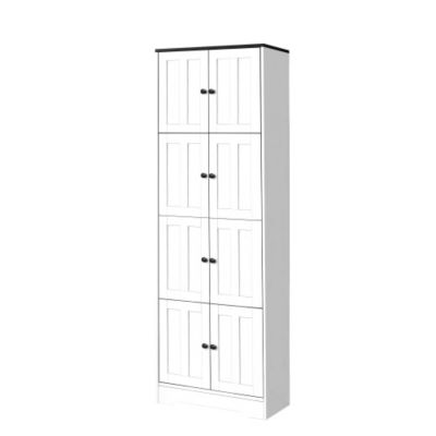 24inch L x 12.8inch W x 72.4inch H Tall Storage Cabinet with 8 Doors and 4 Shelves White Wall Cabinet