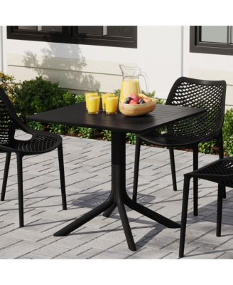 31.5" Square Outdoor Plastic Resin Patio Dining Table for 4