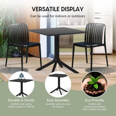 31.5" Square Outdoor Plastic Resin Patio Dining Table for 4