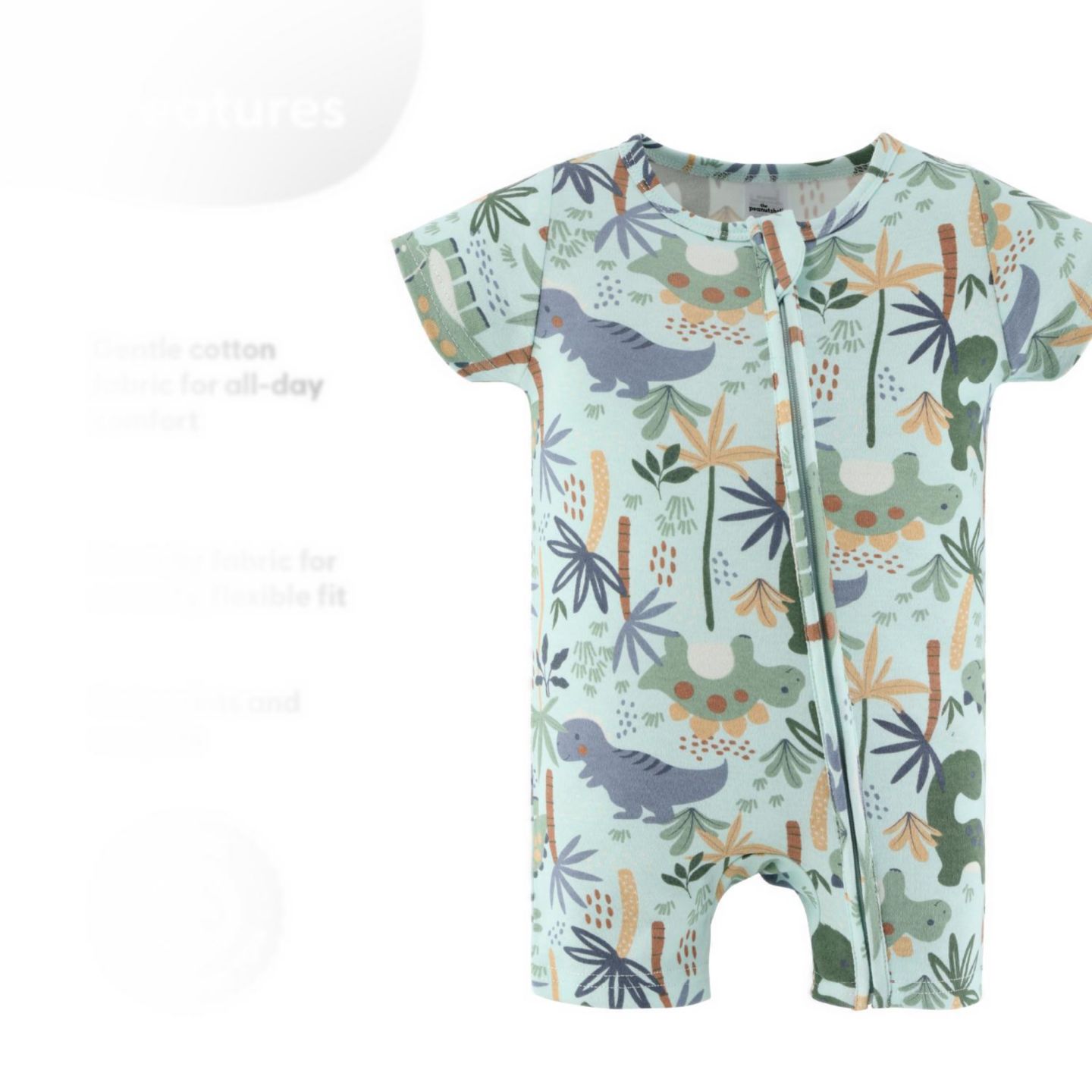 Комбинезоны The Peanutshell Rompers - 2 Pack, Green Dino для мальчиков-малышей, цвет: Зелёный — фото 2
