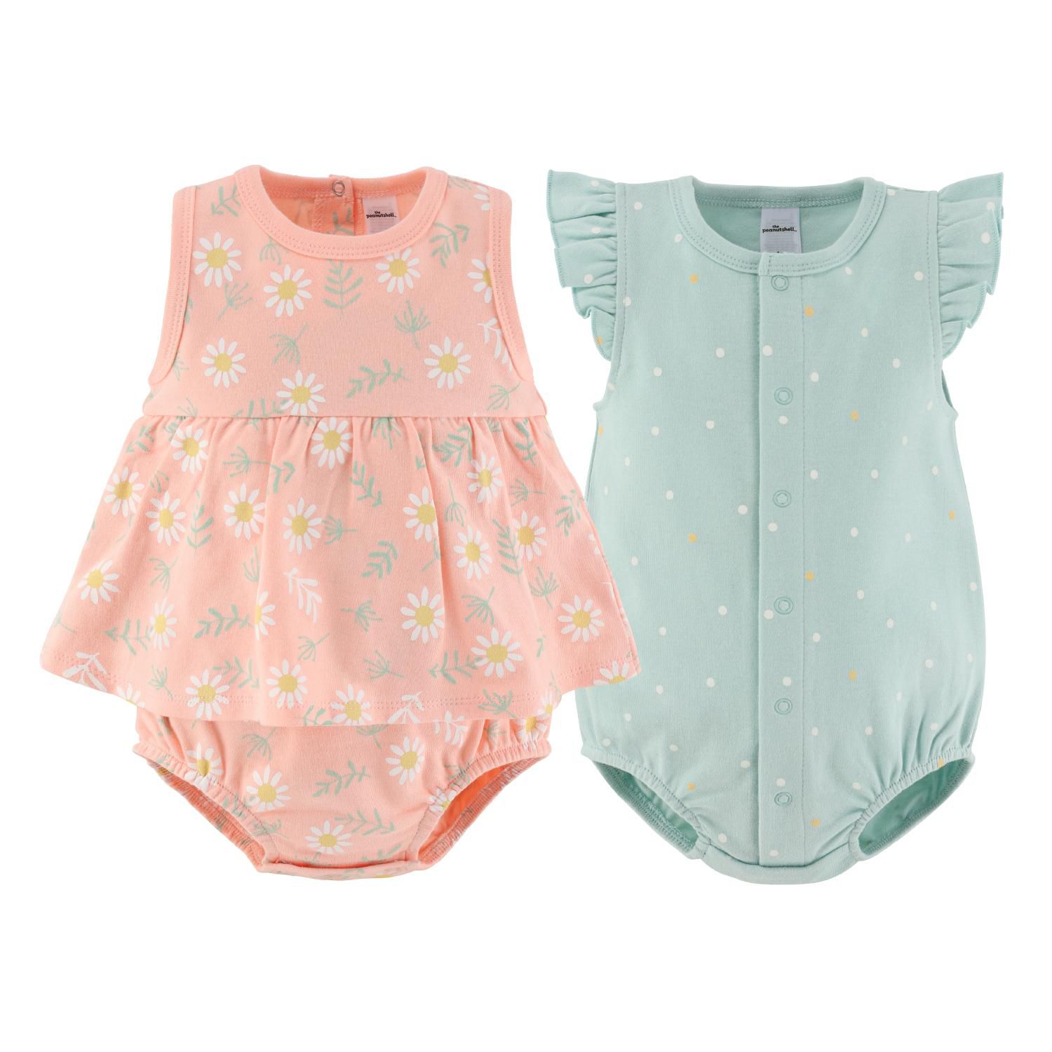 Baby Girls Rompers - 2 Pack, Daisy
