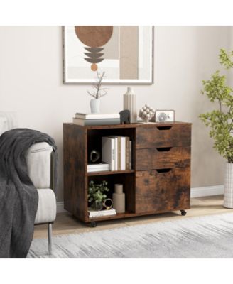 3-Drawer File Cabinet with Adjustable Shelf and Wheels for Letter