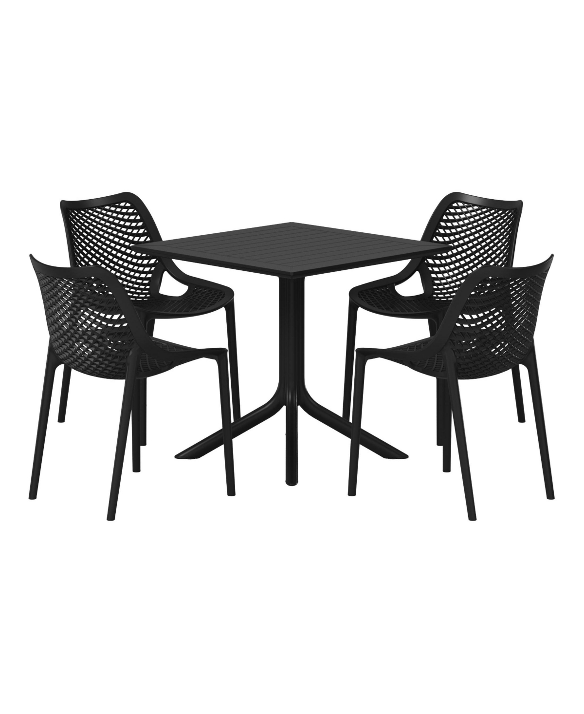 5-Piece Resin Square Patio Dining Table Set with Stackable Chairs