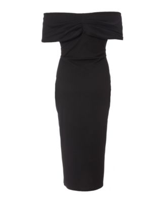 Plus Size Scuba Crepe Bardot Wrap Midi Dress