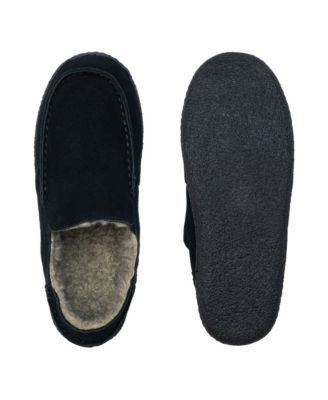 Men's Gary Genuine Suede Moccasin Slippers Sherpa Slip On Shoes