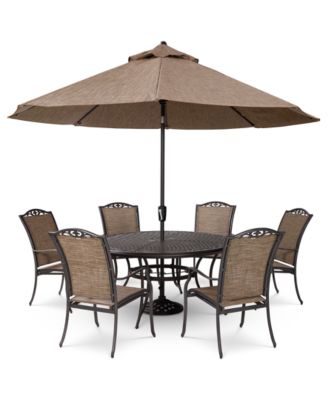 Wythburn Outdoor Dining 7pc Set (60" Round Table & 6 Filigree Sling Dining Chairs)