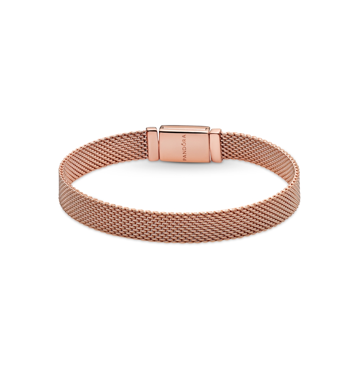 Pandora Gold-plated Reflexions Long Clasp Pave Bracelet In Rose Gold