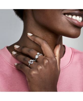 Sterling Silver Clear Heart Solitaire Ring