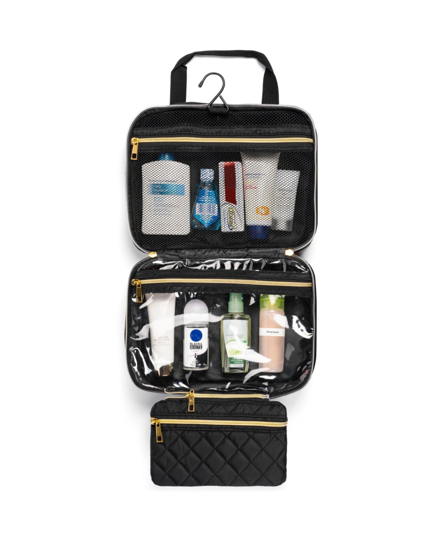 Сумки Ms. Jetsetter Quilted Hanging Toiletry Bag & Pouch Set, цвет: Чёрный — фото 2