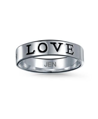 Sentimental Words Saying Stay Strong Love Purity Eternity Band Ring Oxidized .925 Sterling