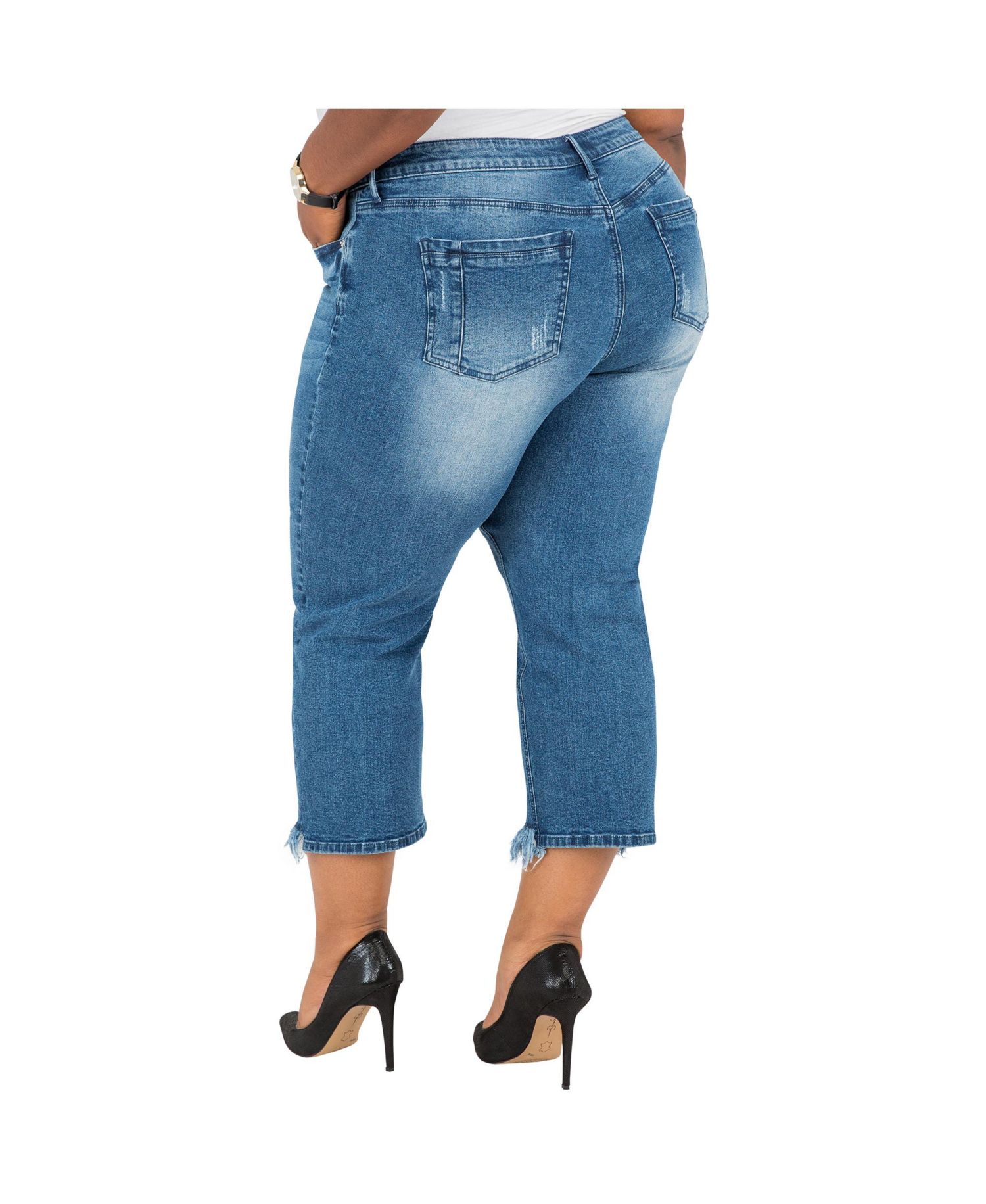 Women's Curvy-Fit Frayed Cropped Ankle Jeans
