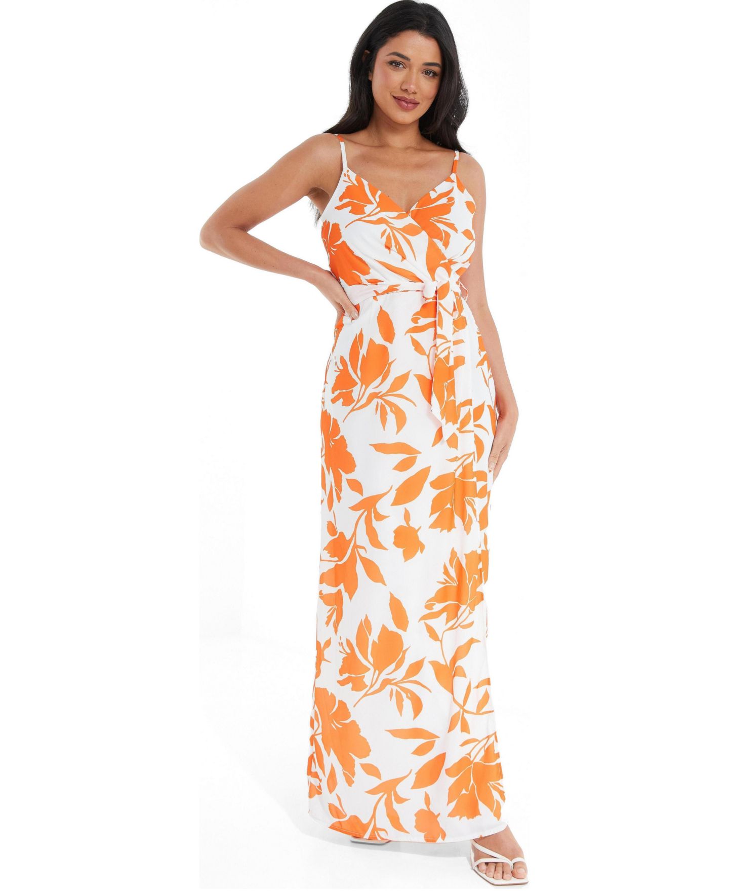 Женское платье QUIZ Crepe Maxi With Slit, цвет: Разноцветный — фото 1