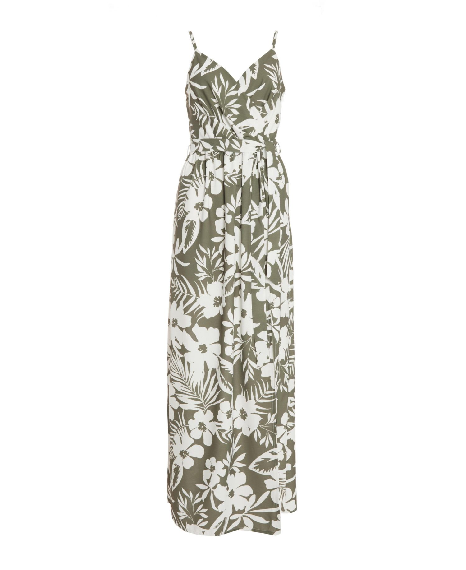 Women's Crepe Tropical Wrap Maxi Dress