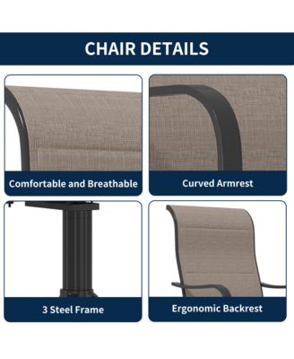 Patio Dining Chairs Textilene High Back Outdoor Swivel Rocker Set with All Weather Frame, Beige, Set of 2