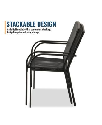 Black 5-Piece Metal Outdoor Patio Dining Set with Round Table with 1.9 in. Umbrella Hole and Dining Chair