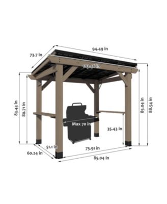8 Ft. W x 6 Ft. D Solid Cedar Wood Grill Gazebo with Two Side Wooden Holder