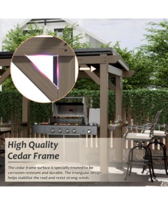 8 Ft. W x 6 Ft. D Solid Cedar Wood Grill Gazebo with Two Side Wooden Holder