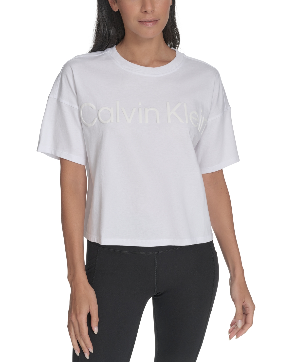 Calvin Klein Performance Women's Cotton Raised Logo Cropped T-shirt