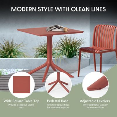 Modern 5-Piece Resin Patio Dining Table Set with Stackable Patio Dining Chairs
