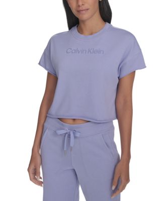 Calvin Klein - Women's French Terry 2-Tone Logo Crop T-Shirt