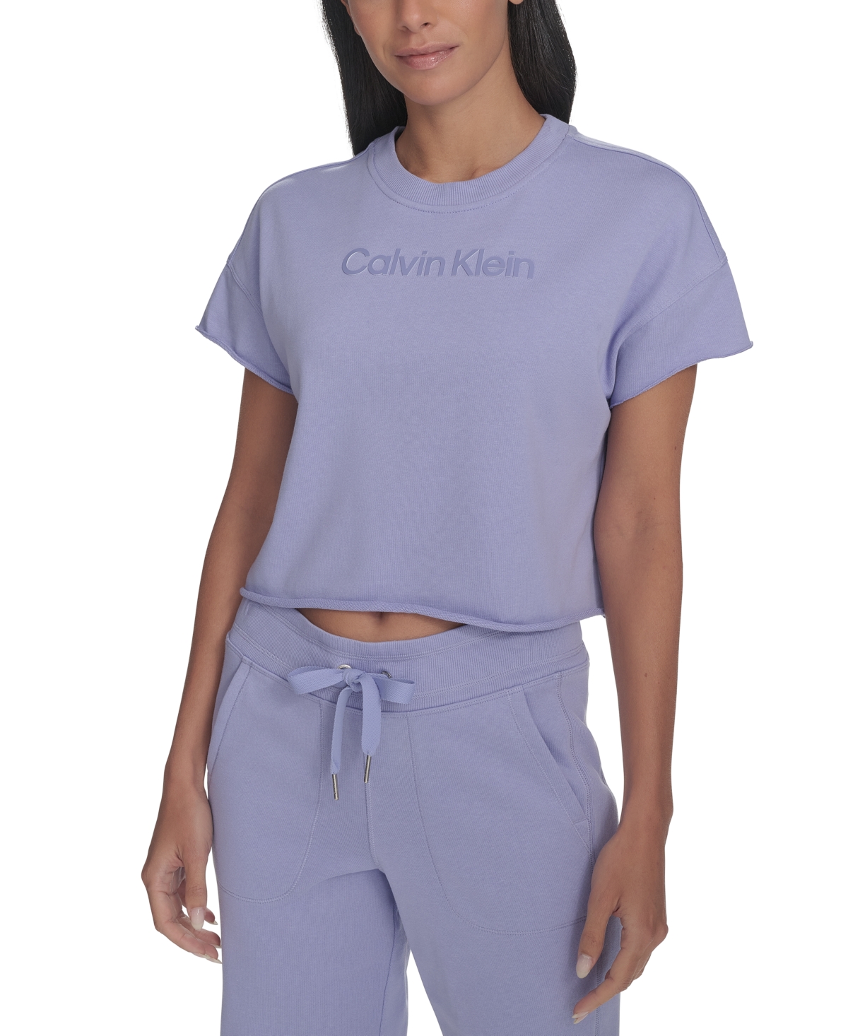 Calvin Klein Performance Women's French Terry 2-tone Logo Crop T-shirt