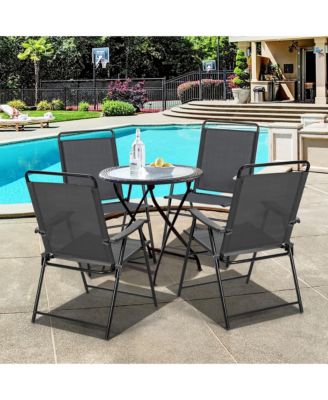 4PCS Outdoor Patio Folding Chair W/Armrest Portable Camping Lawn Garden