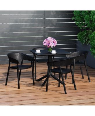 5-Piece Outdoor Resin Square Patio Dining Table Set with Stackable Patio Dining Chairs