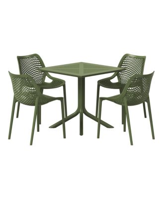 5-Piece Modern Square Patio Dining Table Set with Stackable Patio Dining Chairs
