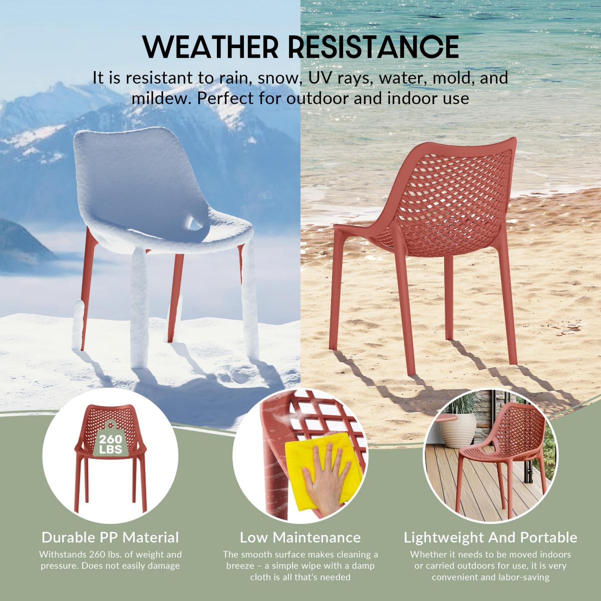 5-Piece Modern Square Patio Dining Table Set with Stackable Chairs