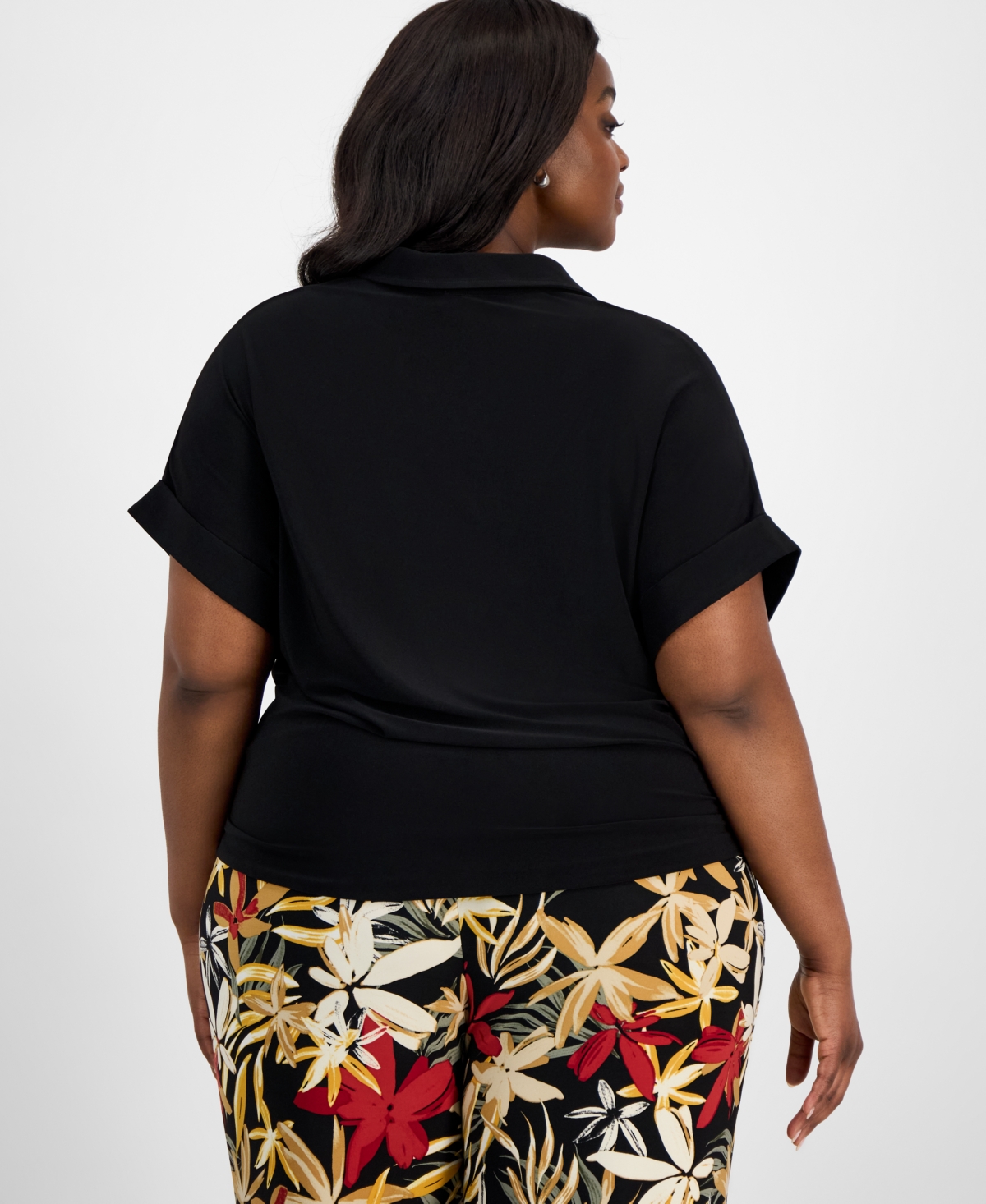 Shop Anne Klein Plus Size Twist-hem Cuffed-sleeve Shirt