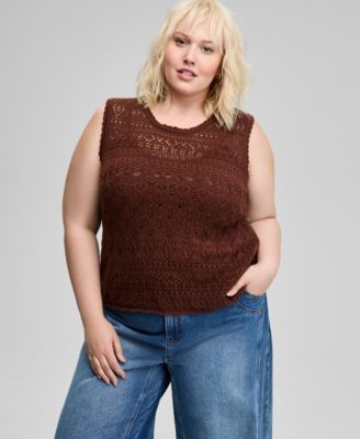 And Now This - Trendy Plus Size Crochet Sleeveless Top