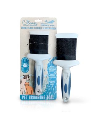 Blue Double-Sided Flexible Slicker Brush for Pets, Eco-Friendly Grooming Tool for Dogs and Cats