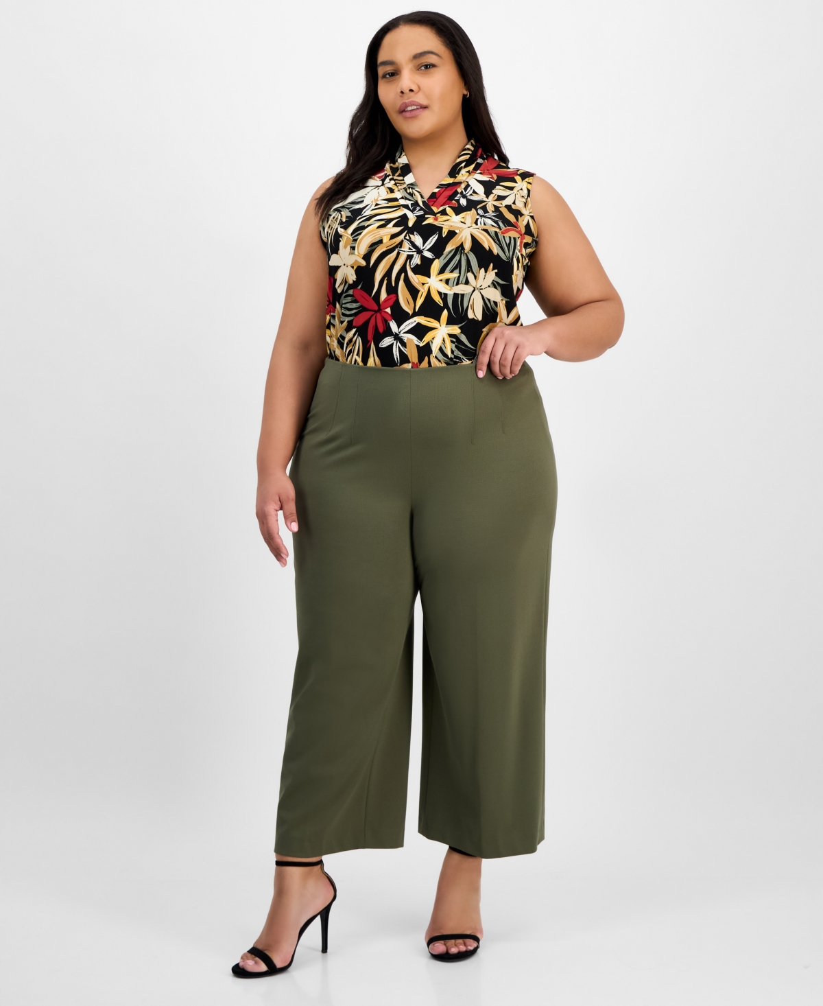 Anne Klein Plus Size Pull-on High-rise Pants