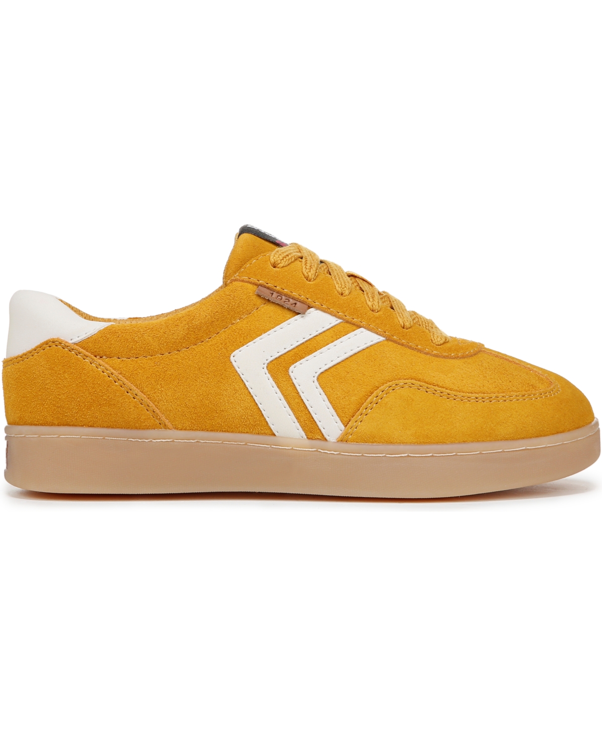 Shop Dr. Scholl's Women's X Milk Bar Rebel Sport Low Profile Lace Up Sneakers In Yellow,white Suede,leather