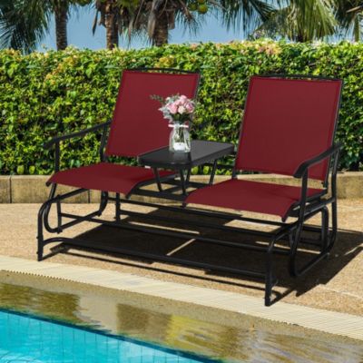 2 Person Outdoor Patio Double Glider Chair Loveseat Rocking