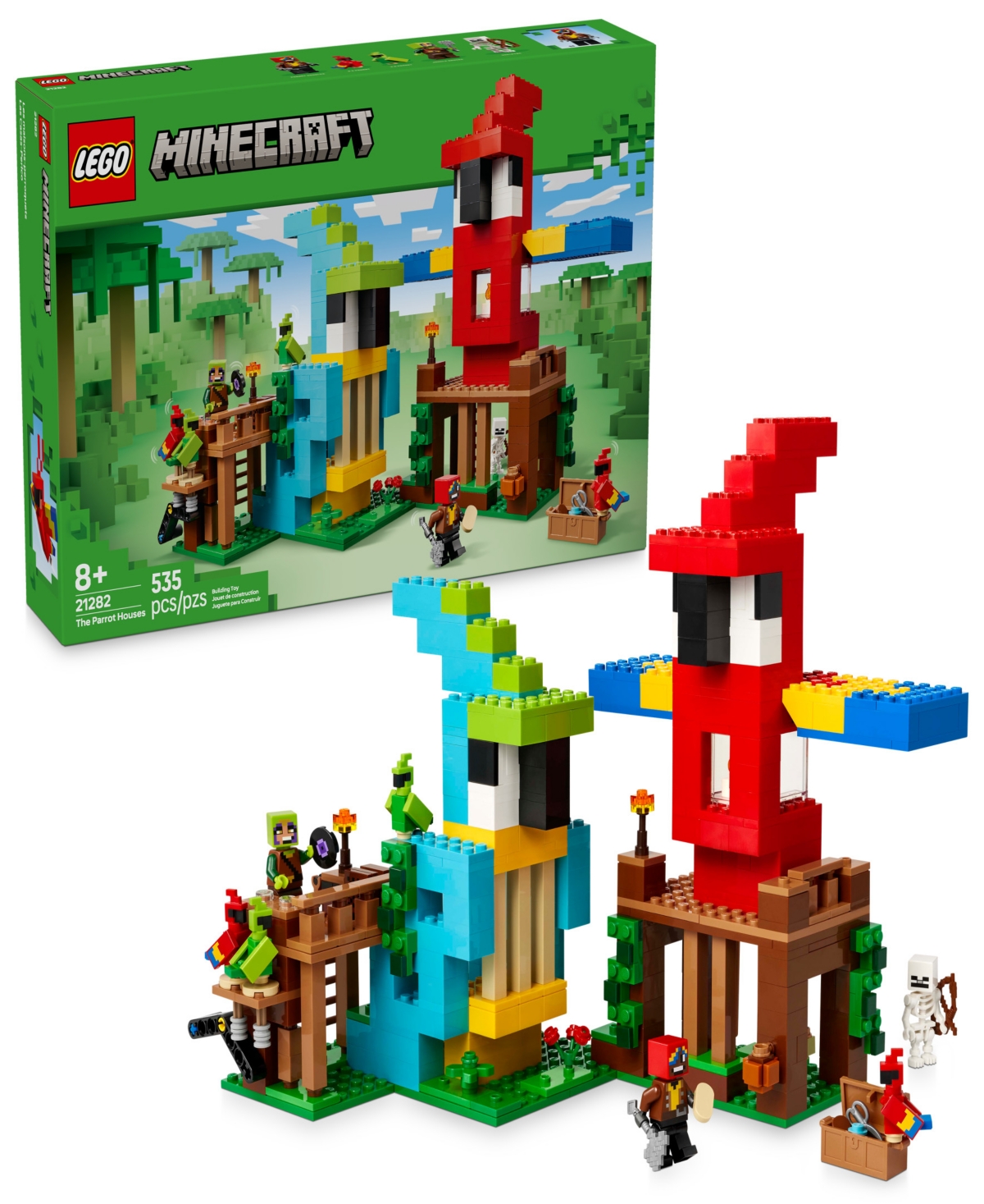 Lego Minecraft The Parrot Houses Building Set 21282, 535 Pieces In Multicolor