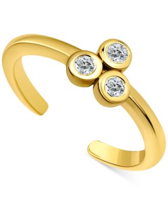 Triple Cubic Zirconia Cluster Adjustable Toe Ring