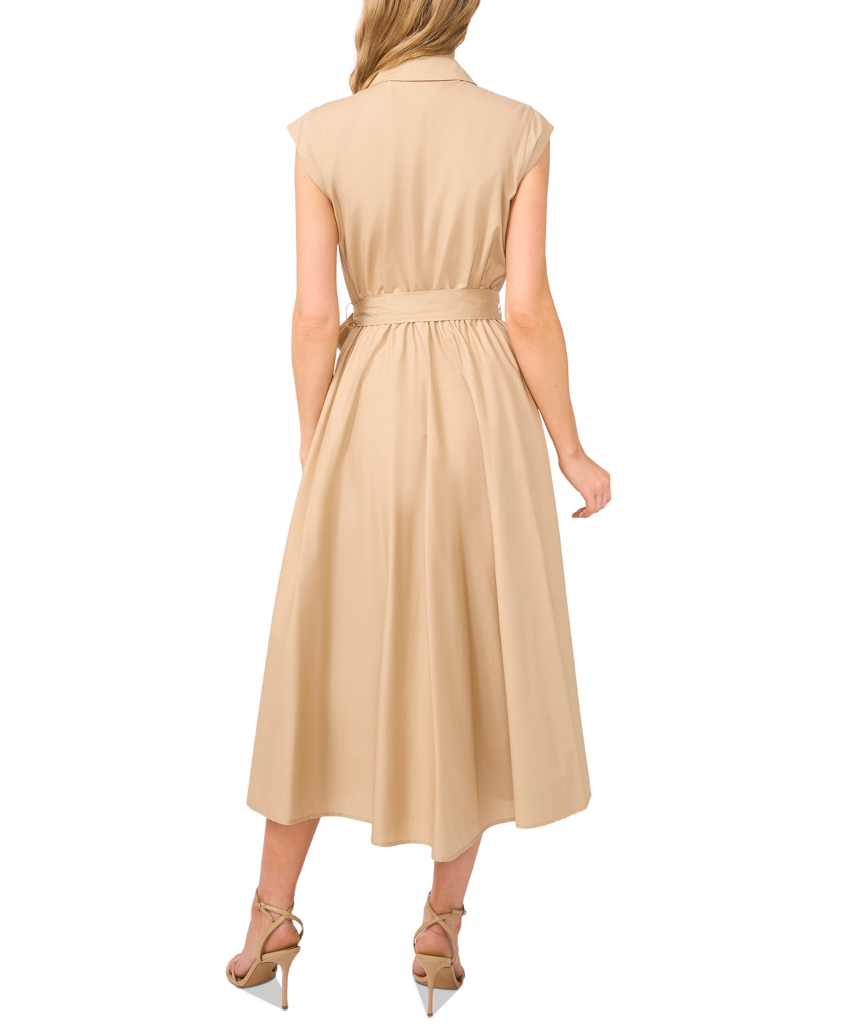 Cece Short Sleeve Cotton Midi Shirtdress In Hazelnut