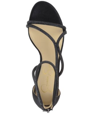 Women's Shiny Rhinestone Block-Heel Dress Sandals