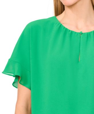 Women's Short-Sleeve Half Button Flowy Blouse