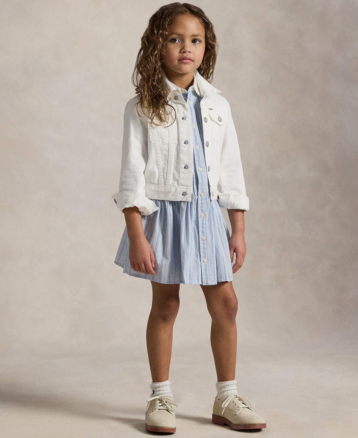 Polo Ralph Lauren Toddler And Little Girls Denim Trucker Jacket In Poe Wash V2