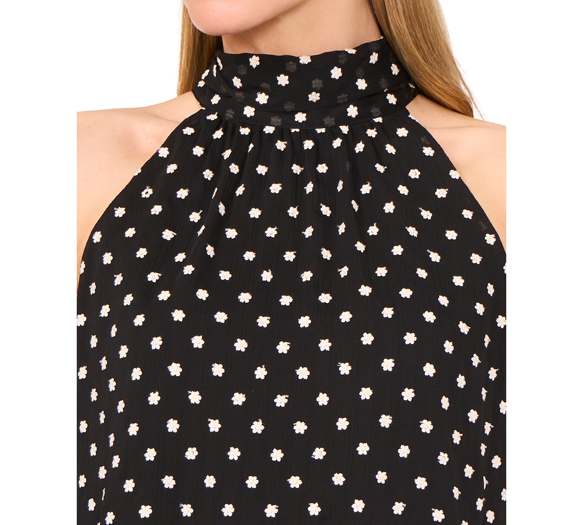 Cece Embroidered Floral Halter Neck Top In Multi